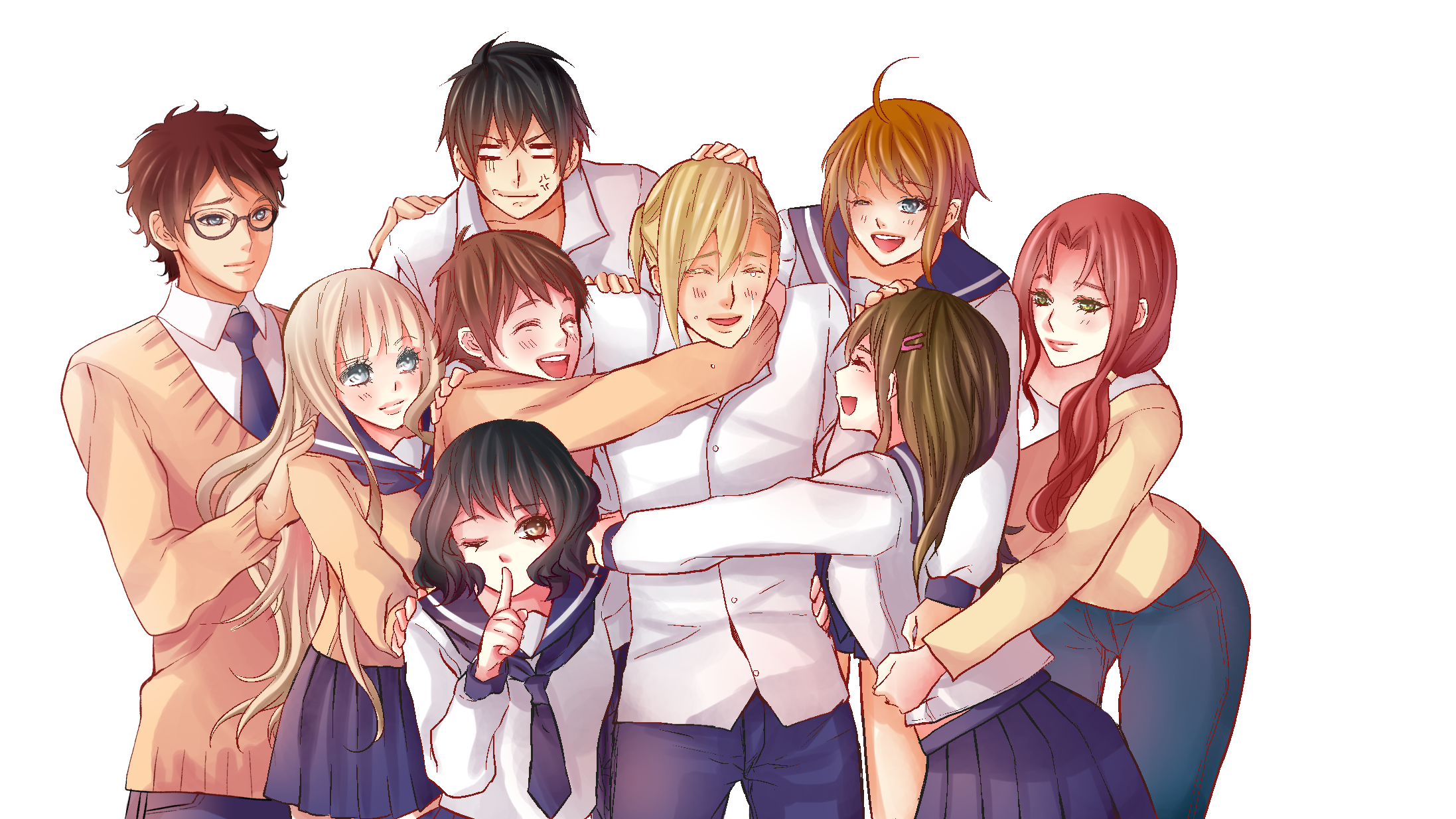 Anime Group Hug GIF  Anime Group Hug Happy  Discover  Share GIFs